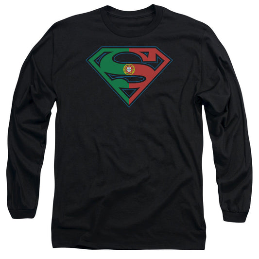 Superman Portugal Shield Mens Long Sleeve Shirt Black Officially Licensed