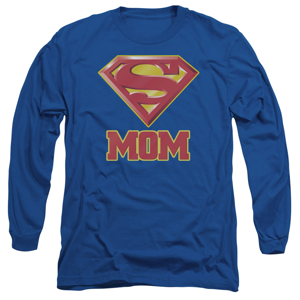 Superman Super Mom Mens Long Sleeve Shirt Royal Officially Licensed