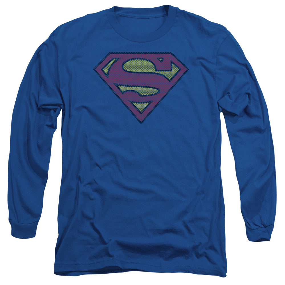 Superman Little Logos Mens Long Sleeve Shirt Royal Officially Licensed
