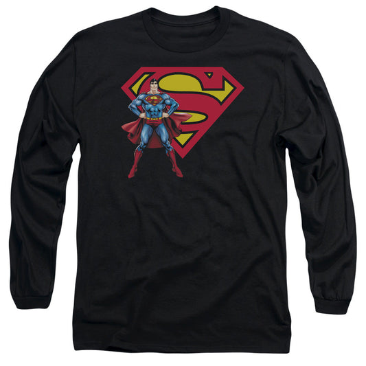 Superman Superman & Logo Mens Long Sleeve Shirt Black Officially Licensed