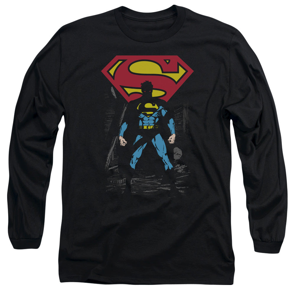 Superman Dark Alley Mens Long Sleeve Shirt Black Officially Licensed