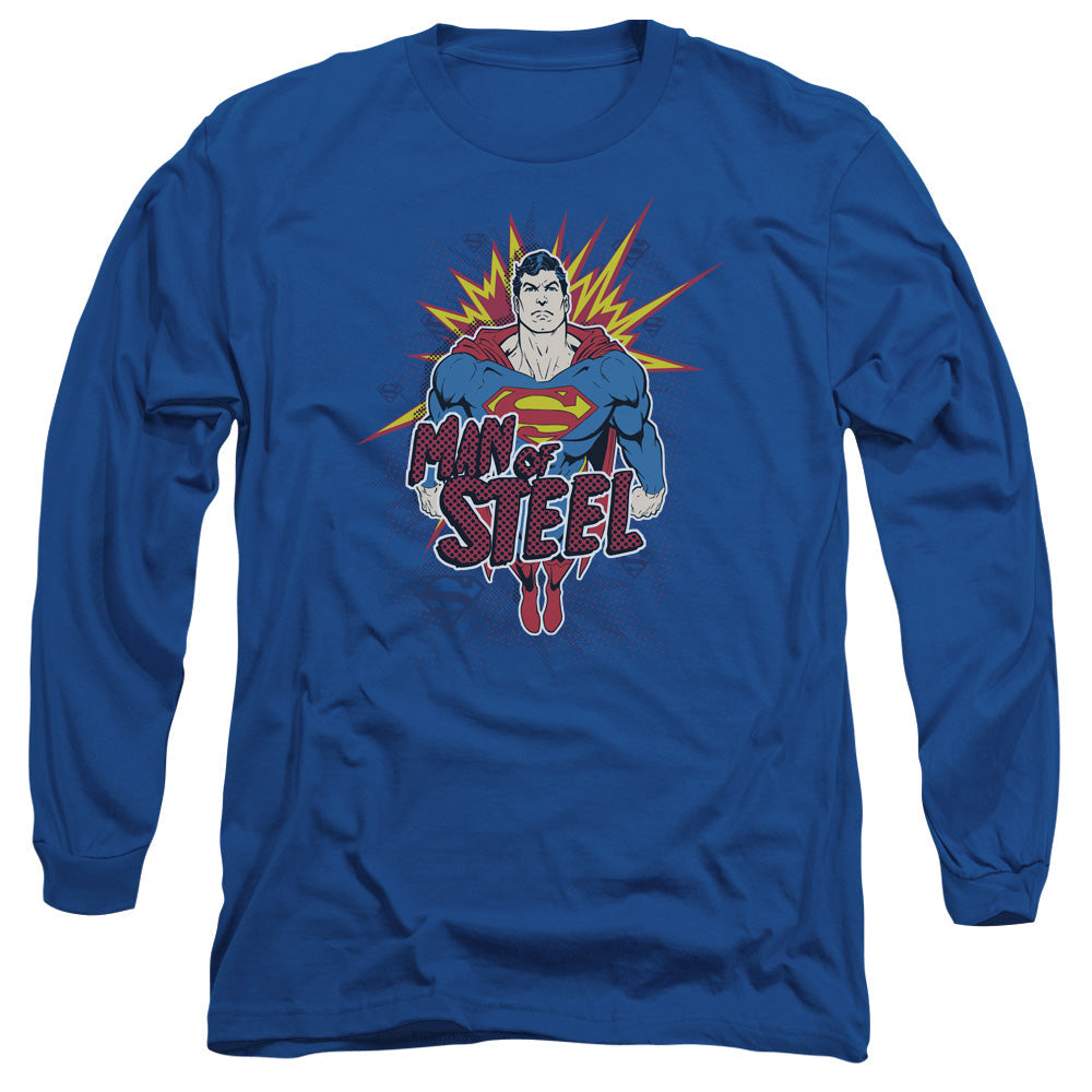 Superman Steel Pop Mens Long Sleeve Shirt Royal Officially Licensed