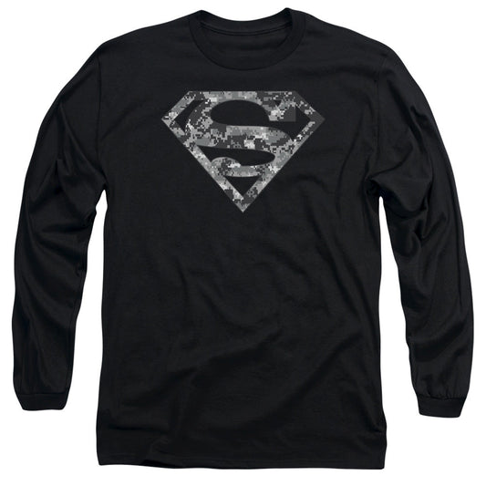 Superman Urban Camo Shield Mens Long Sleeve Shirt Black Officially Licensed