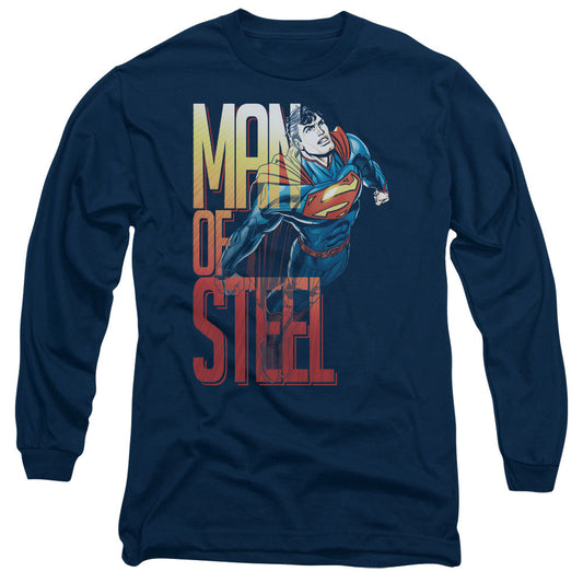 Superman Steel Flight Mens Long Sleeve Shirt Navy Officially Licensed