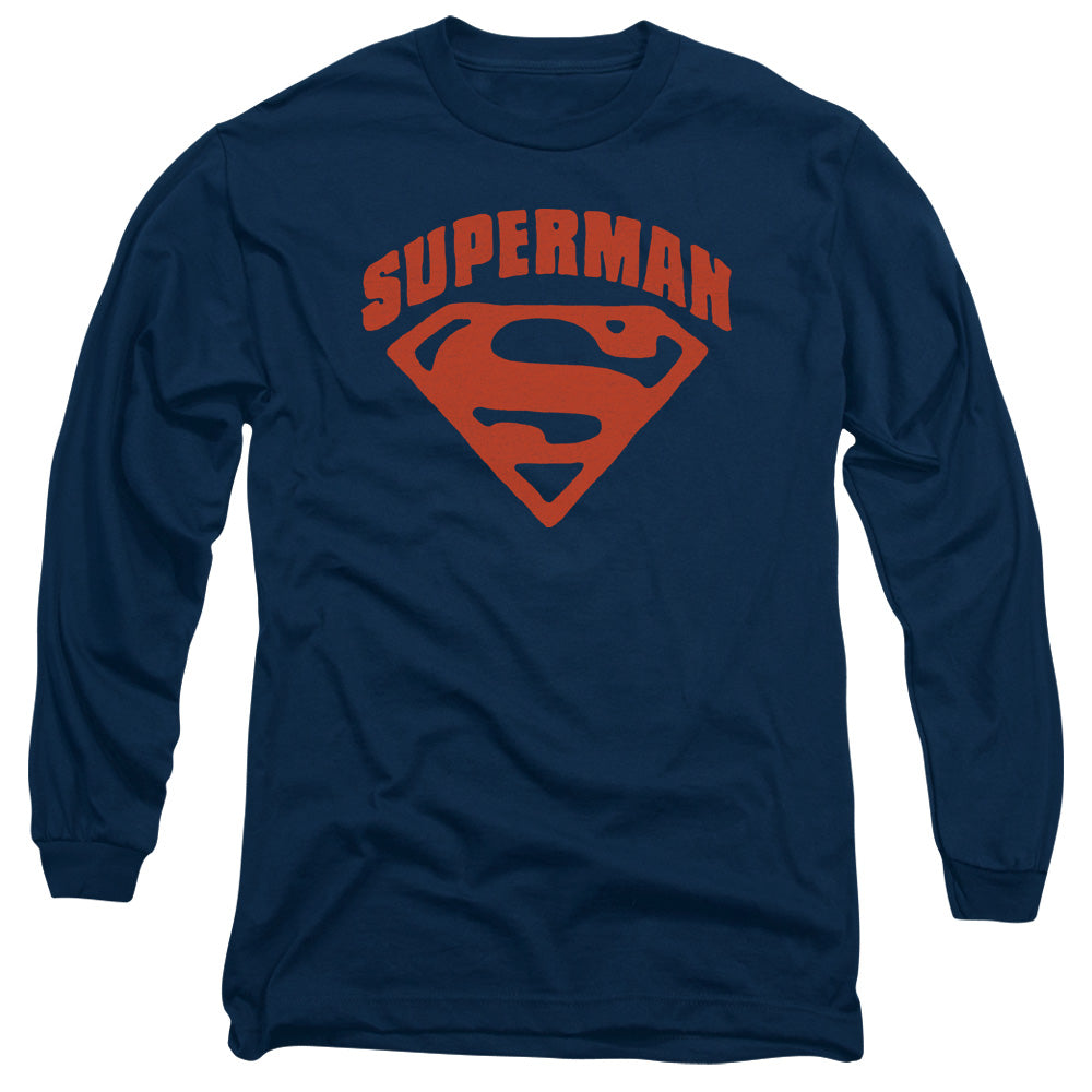 Superman Super Shield Mens Long Sleeve Shirt Navy Officially Licensed
