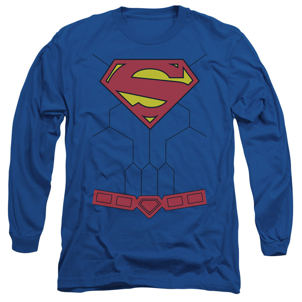 Superman New 52 Torso Mens Long Sleeve Shirt Royal Officially Licensed