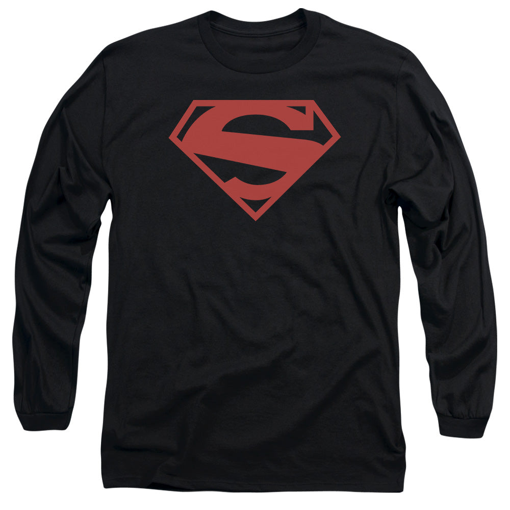 Superman 52 Red Block Mens Long Sleeve Shirt Black Officially Licensed