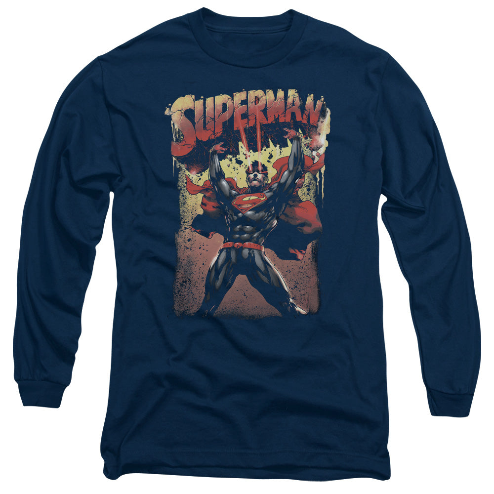 Superman Lift Up Mens Long Sleeve Shirt Navy Officially Licensed