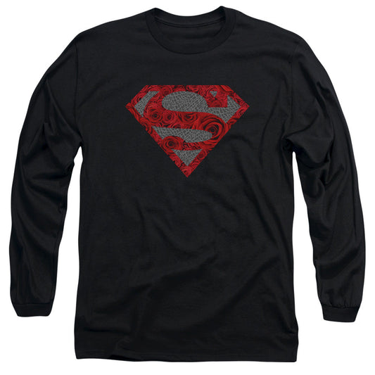 Superman Elephant Rose Shield Mens Long Sleeve Shirt Black Officially Licensed