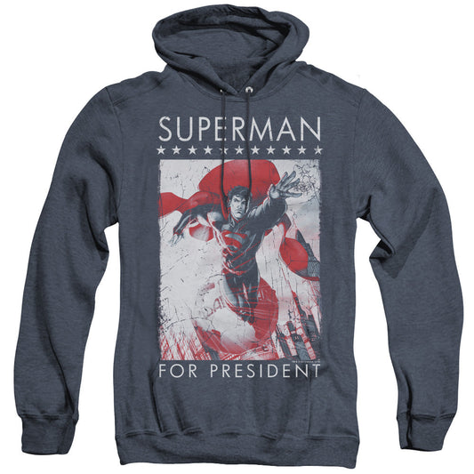 Superman Superman For President Mens Heather Hoodie Navy Officially Licensed