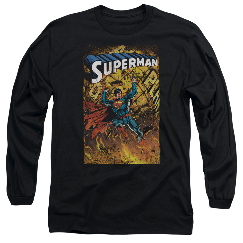 Superman One Mens Long Sleeve Shirt Black Officially Licensed