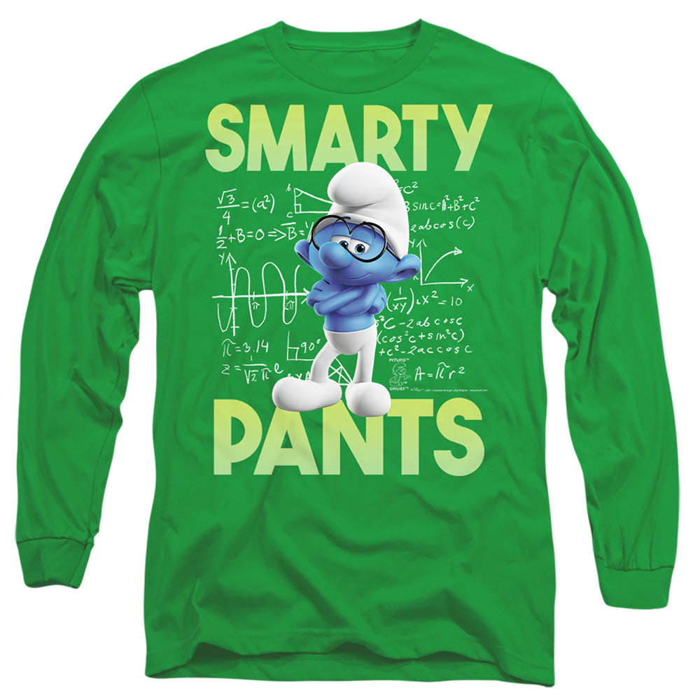 Smurfs Brainy Mens Long Sleeve Shirt Kelly Green Officially Licensed