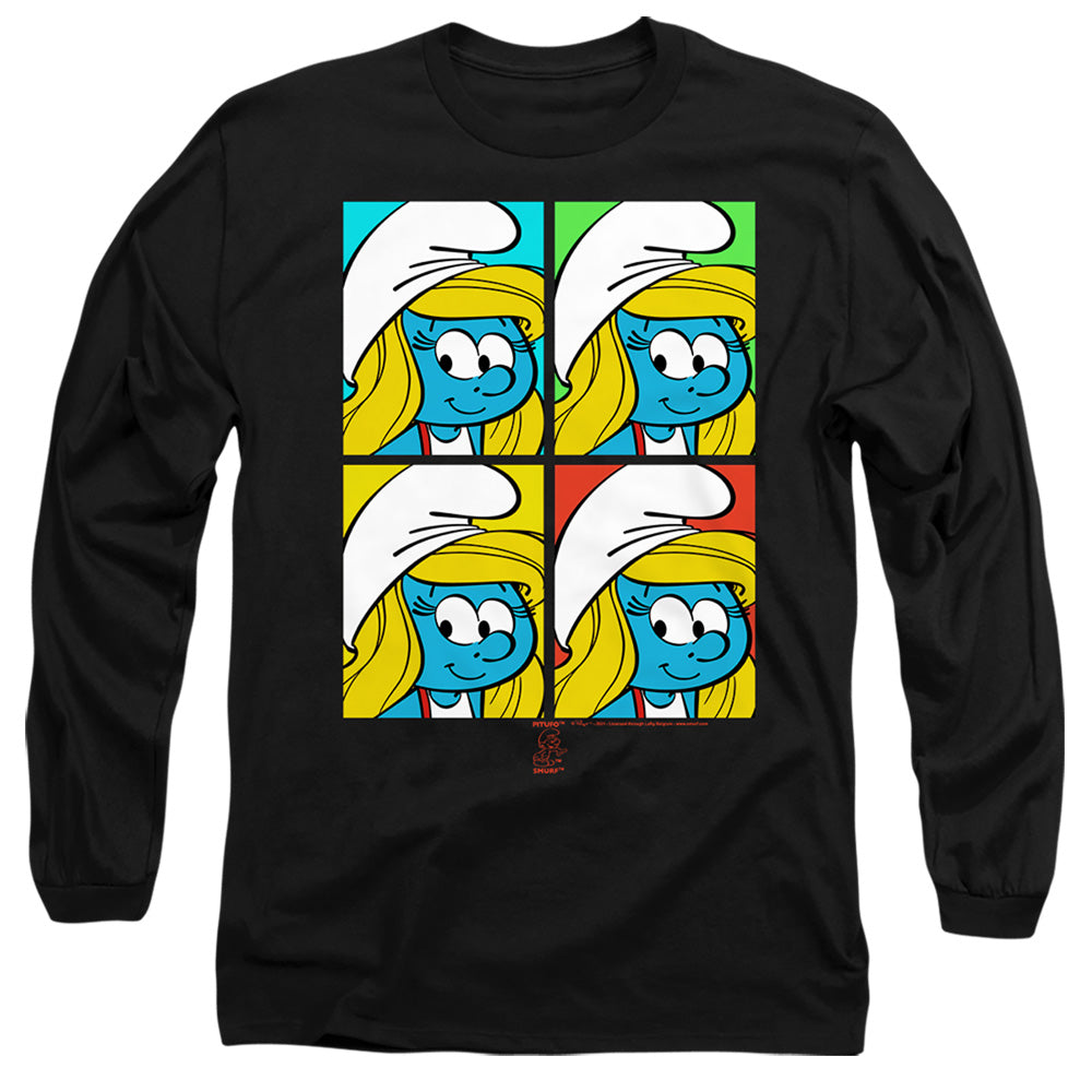 Smurfs Tiles Mens Long Sleeve Shirt Black Officially Licensed