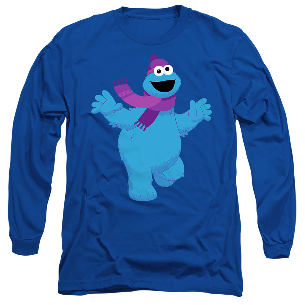 Sesame Street Furry Friends Forever! Cookie Monster Mens Long Sleeve Shirt Royal Blue Officially Licensed