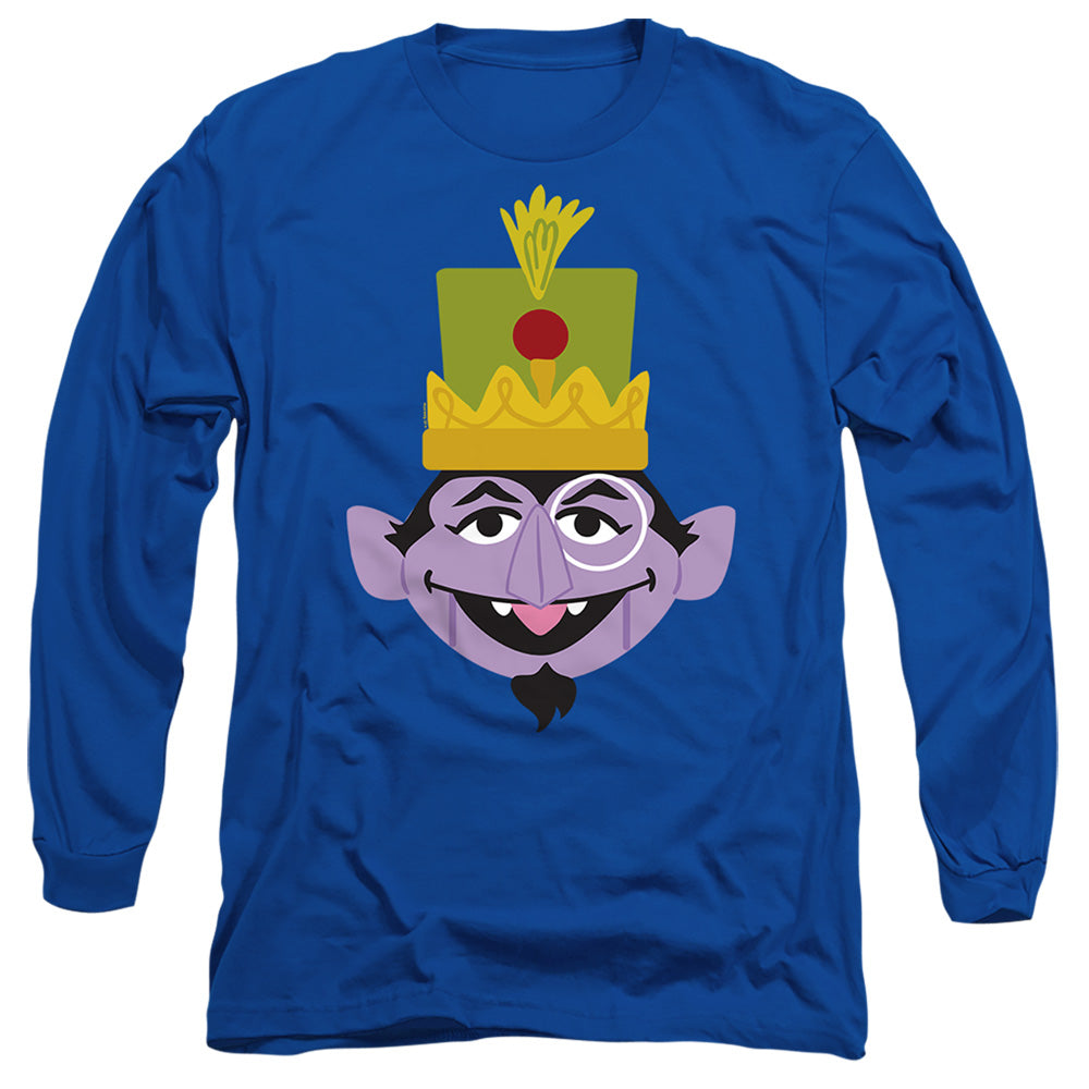 Sesame Street Christmas Nutcracker Count Mens Long Sleeve Shirt Royal Officially Licensed