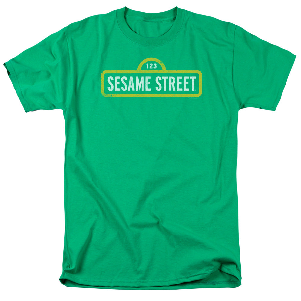 Sesame Street Rough Logo Mens T Shirt Kelly Green Officially Licensed