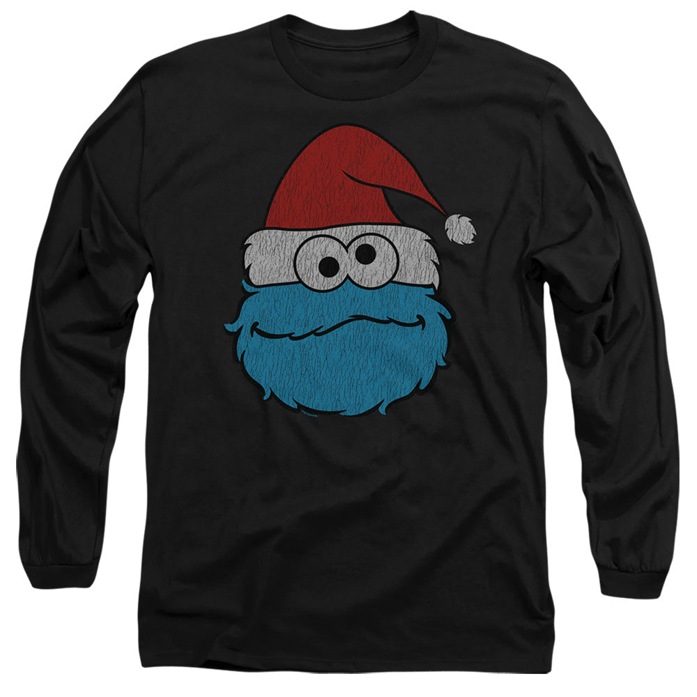 Sesame Street Cookie Monster Christmas Mens Long Sleeve Shirt Black Officially Licensed