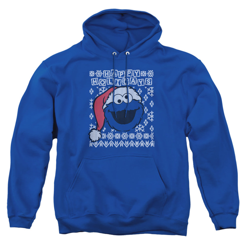 Sesame Street Cookie Monster Ugly Christmas Mens Hoodie Royal Officially Licensed