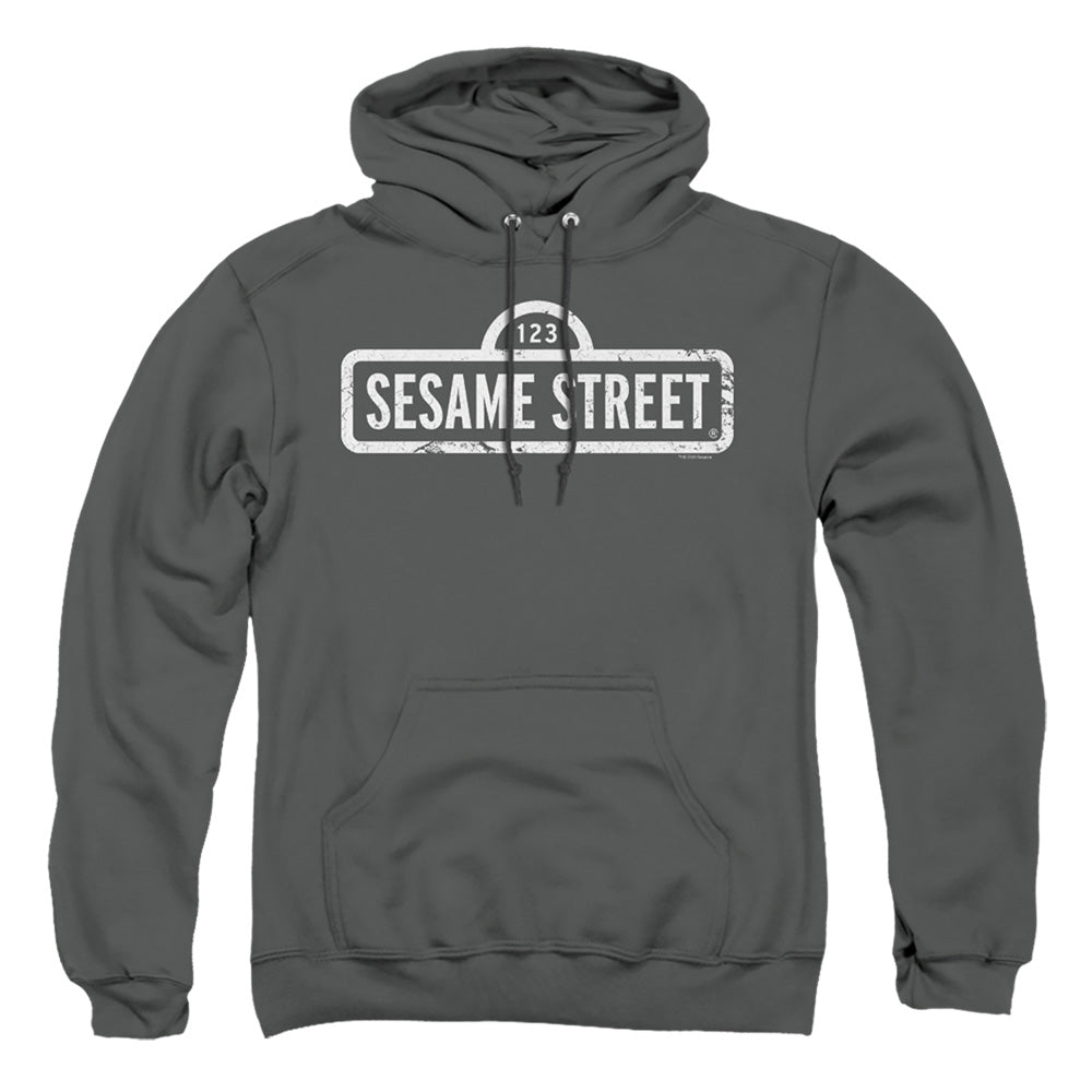 Sesame Street One Color Logo Mens Hoodie Charcoal Officially Licensed