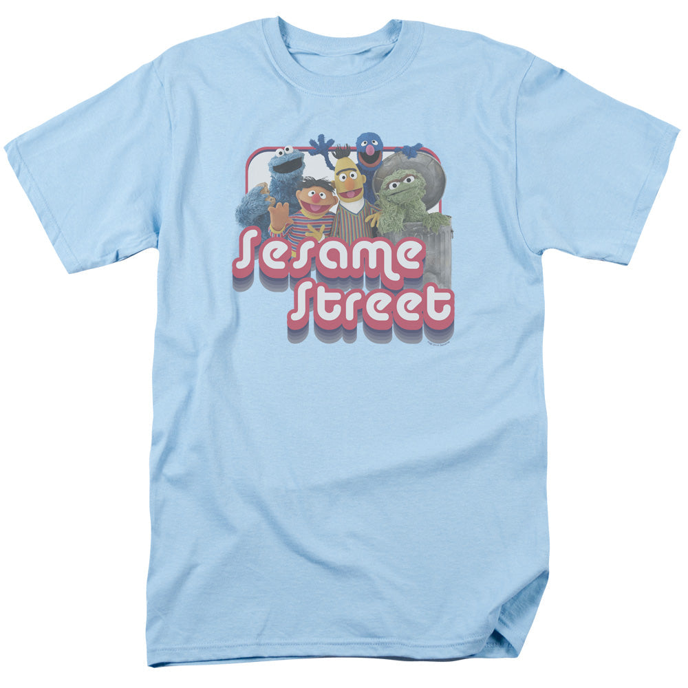 Sesame Street Groovy Group Mens T Shirt Light Blue Officially Licensed