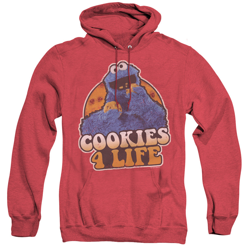 Sesame Street Cookies 4 Life Mens Heather Hoodie Red Officially Licensed