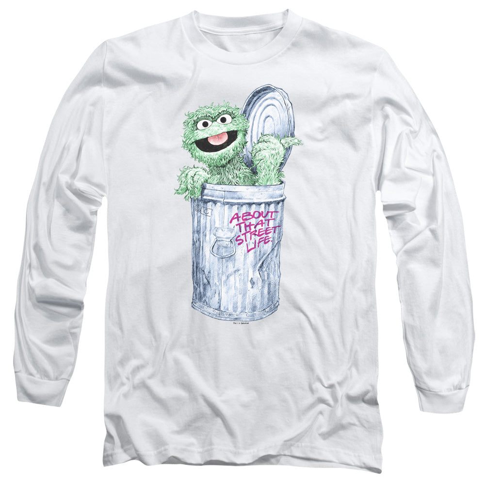 Sesame Street About That Street Life Mens Long Sleeve Shirt White Officially Licensed