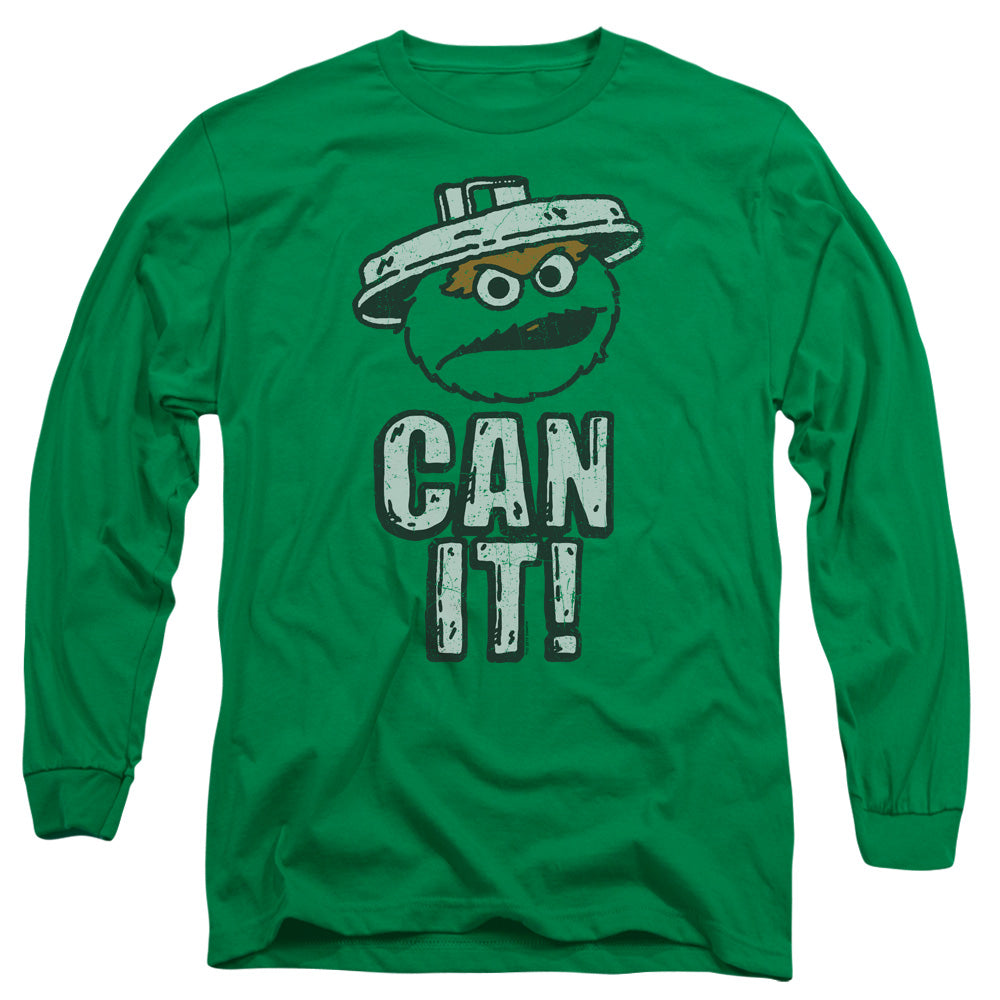 Sesame Street Can It Mens Long Sleeve Shirt Kelly Green Officially Licensed