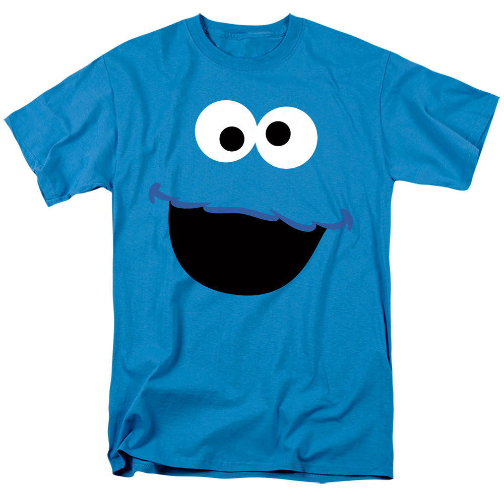 Sesame Street Cookie Monster Face Mens T Shirt Turquoise Officially Licensed