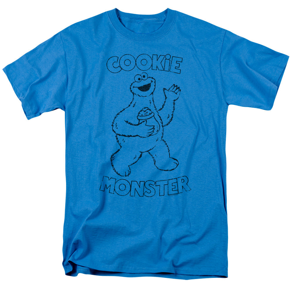 Sesame Street Simple Cookie Mens T Shirt Turquoise Officially Licensed