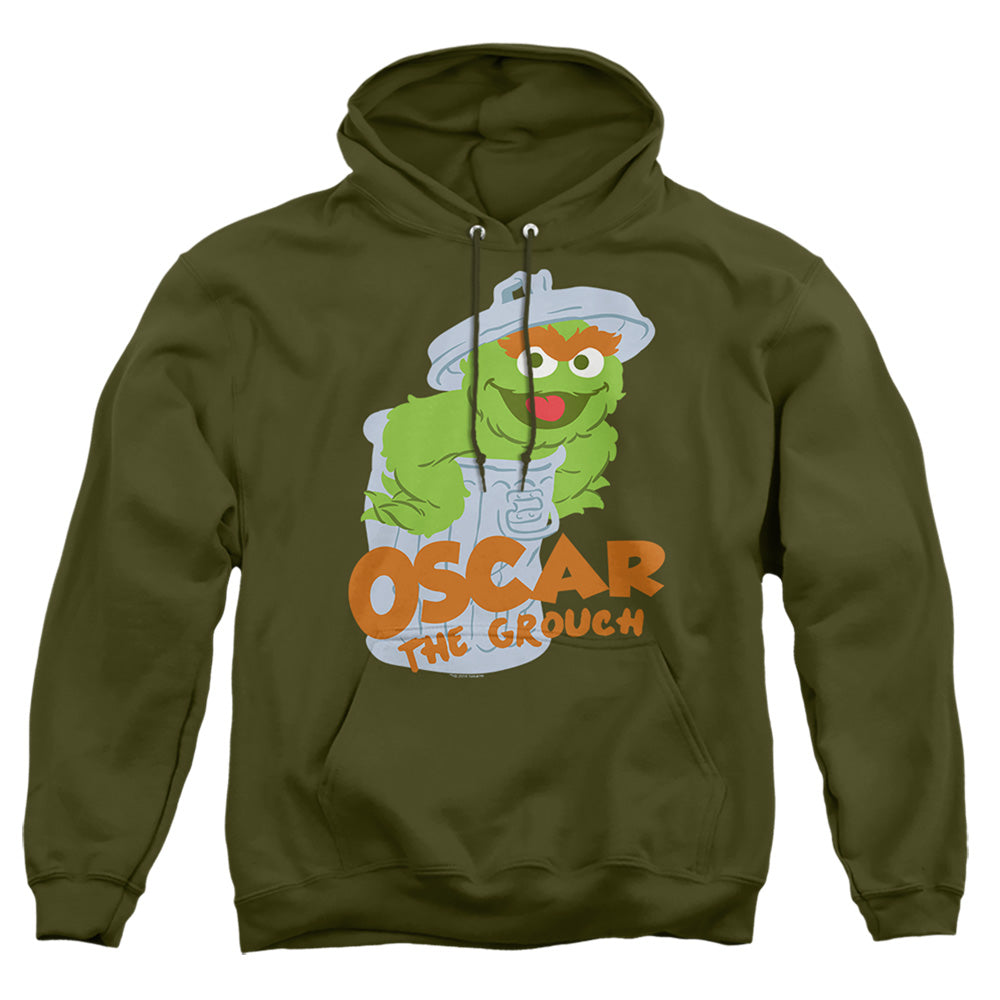 Sesame Street Flat Oscar Mens Hoodie Military Green Officially Licensed
