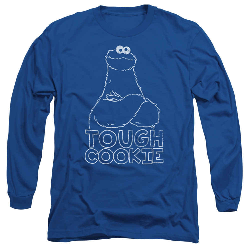 Sesame Street Touch Cookie Mens Long Sleeve Shirt Royal Officially Licensed