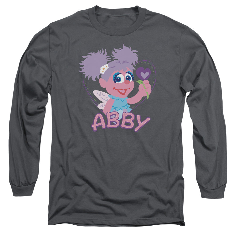 Sesame Street Flat Abby Mens Long Sleeve Shirt Charcoal Officially Licensed