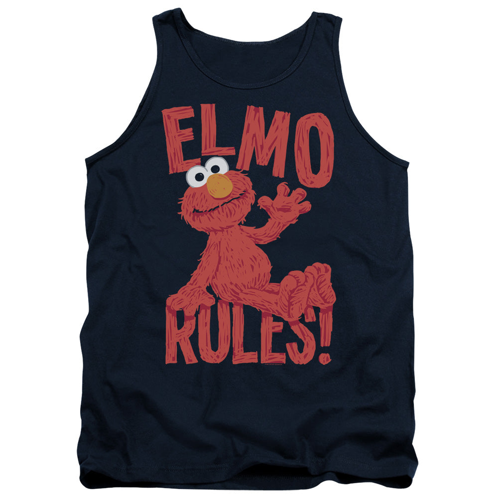 Sesame Street Elmo Rules Mens Tank Top Shirt Navy Officially Licensed