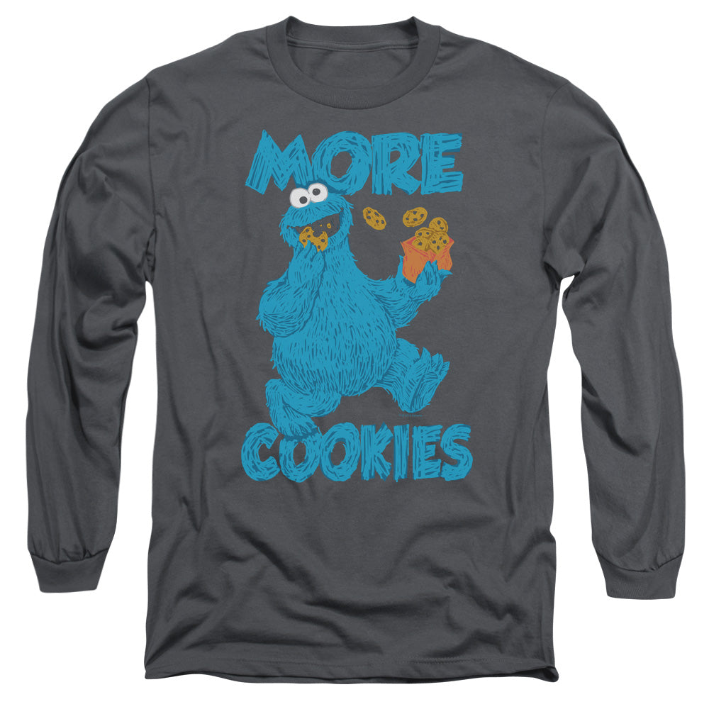 Sesame Street More Cookies Mens Long Sleeve Shirt Charcoal Officially Licensed