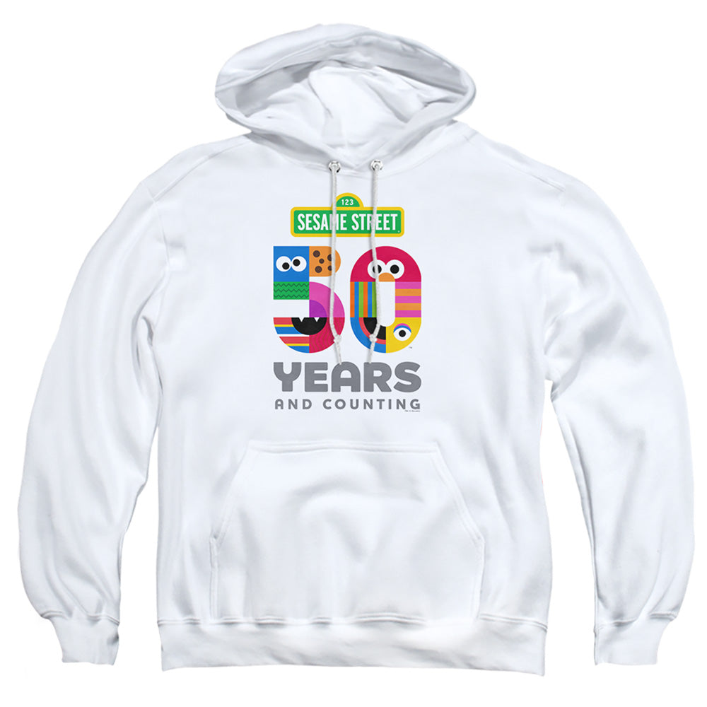 Sesame Street 50 Years Logo Mens Hoodie White Officially Licensed
