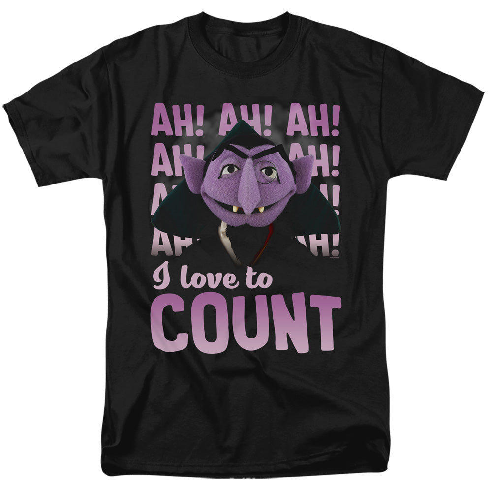 Sesame Street The Count Ah! Ah! Ah! Mens T Shirt Black Officially Licensed