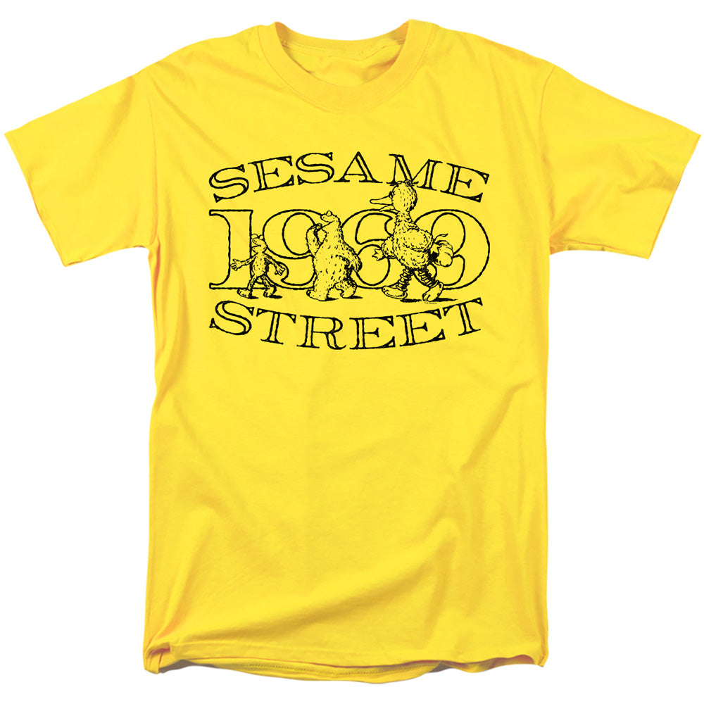 Sesame Street Friend Stroll Mens T Shirt Yellow Officially Licensed