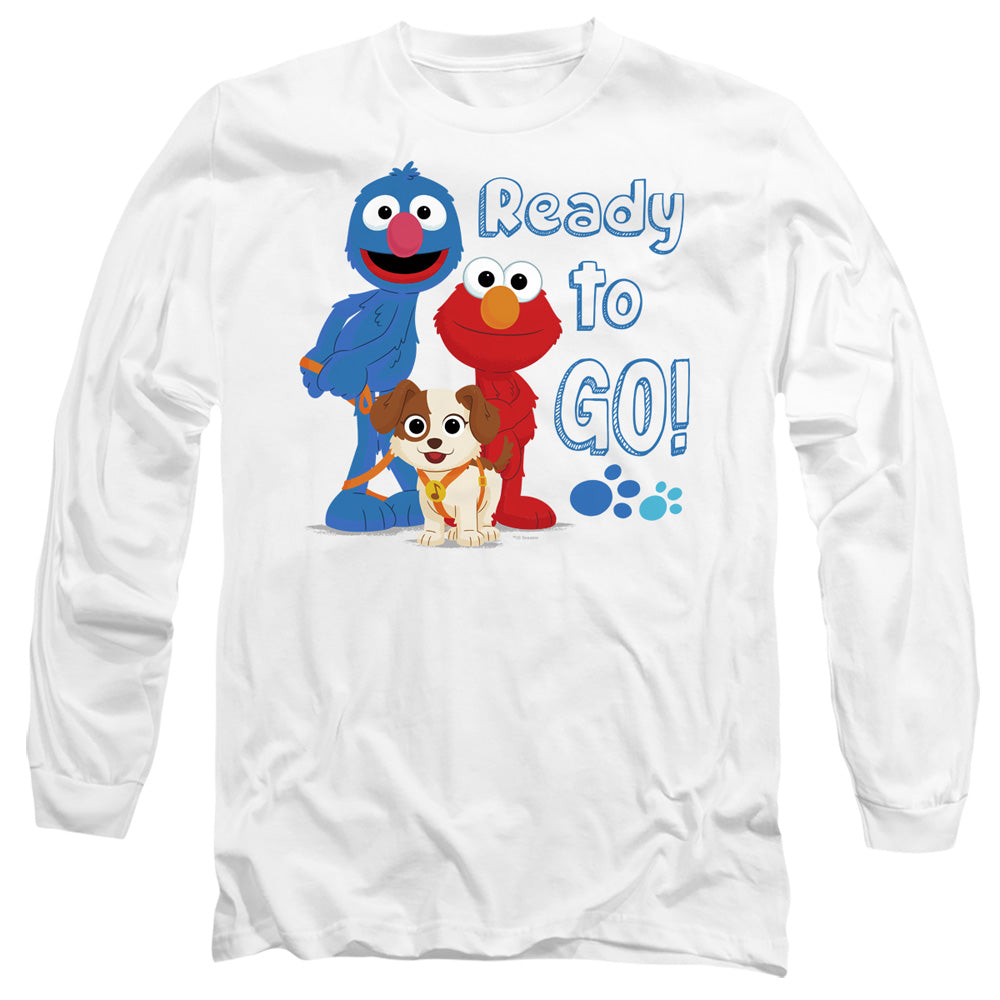 Sesame Street Furry Friends Forever Ready To Go Mens Long Sleeve Shirt White Officially Licensed