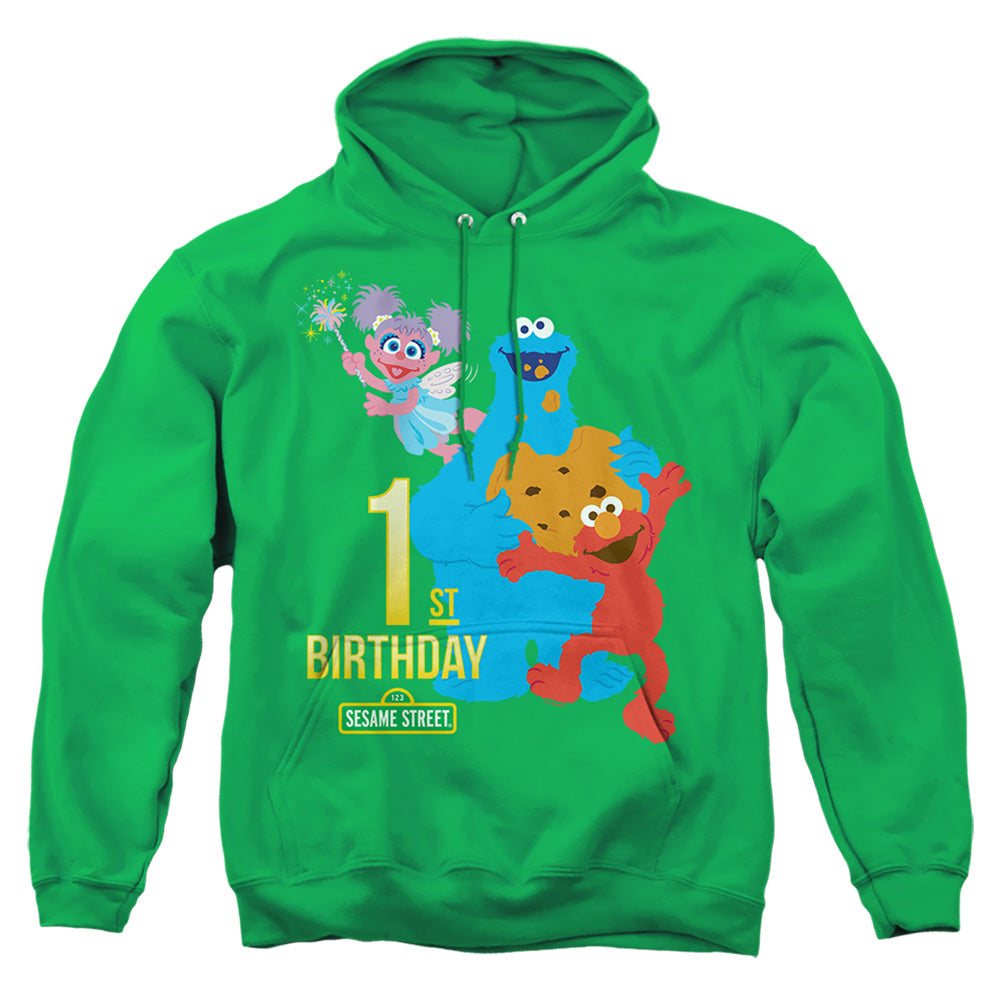 Sesame Street 1St Birthday Mens Hoodie Kelly Green Officially Licensed