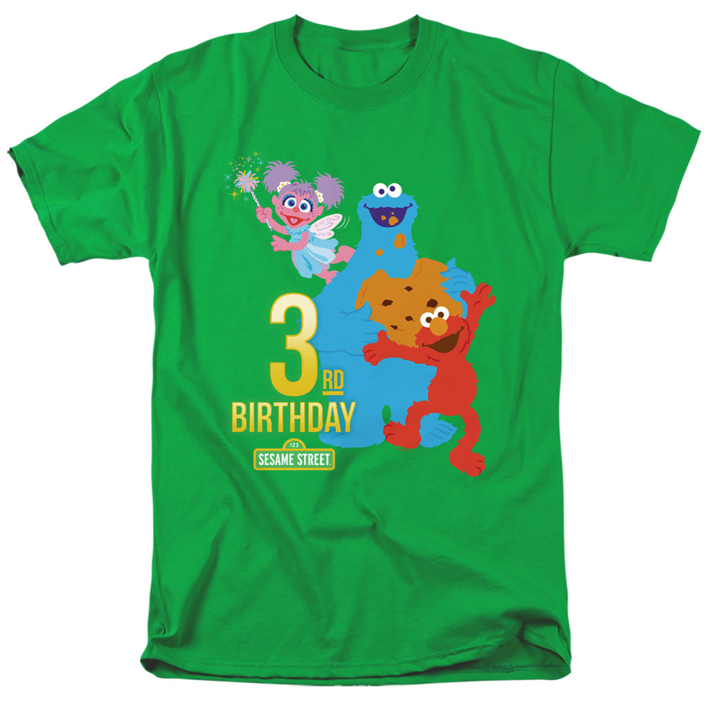 Sesame Street 3Rd Birthday Mens T Shirt Kelly Green Officially Licensed