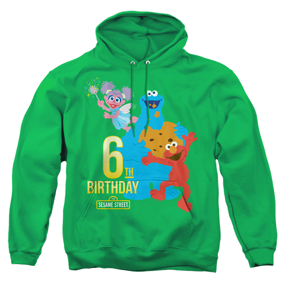 Sesame Street 6Th Birthday Mens Hoodie Kelly Green Officially Licensed