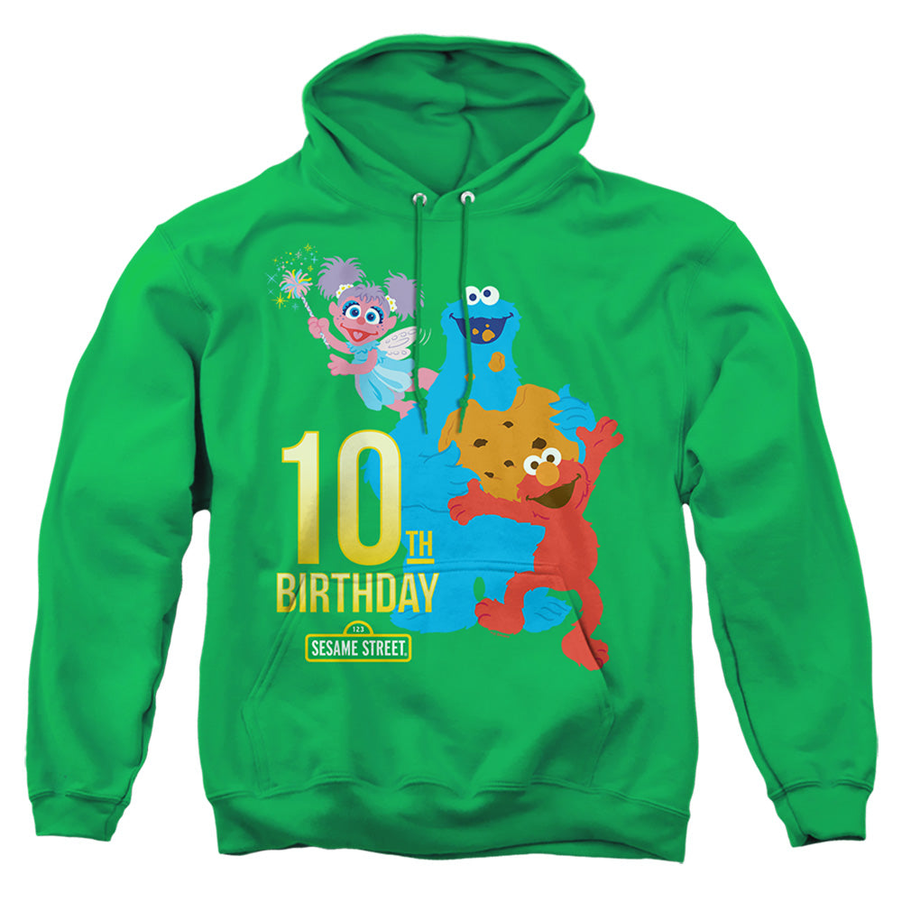 Sesame Street 10Th Birthday Mens Hoodie Kelly Green Officially Licensed