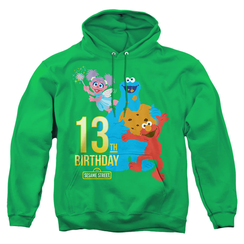 Sesame Street 13Th Birthday Mens Hoodie Kelly Green Officially Licensed