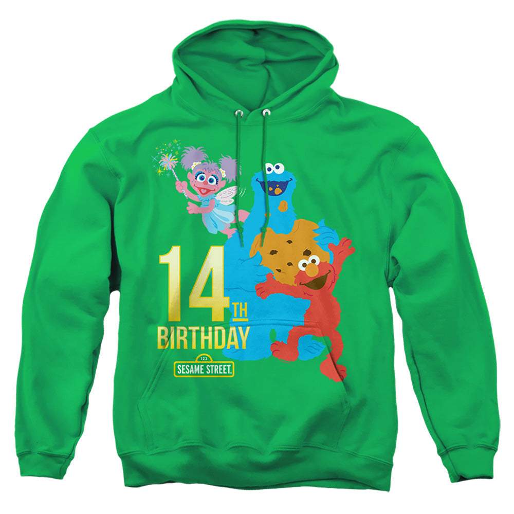 Sesame Street 14Th Birthday Mens Hoodie Kelly Green Officially Licensed