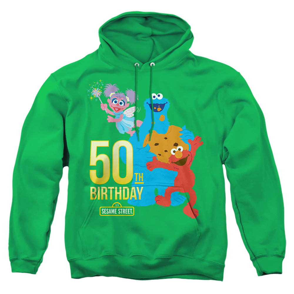 Sesame Street 50Th Birthday Mens Hoodie Kelly Green Officially Licensed