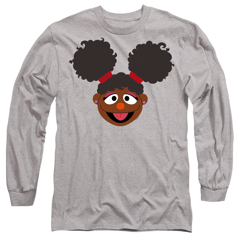Sesame Street Gabrielle Face Mens Long Sleeve Shirt Athletic Heather Officially Licensed