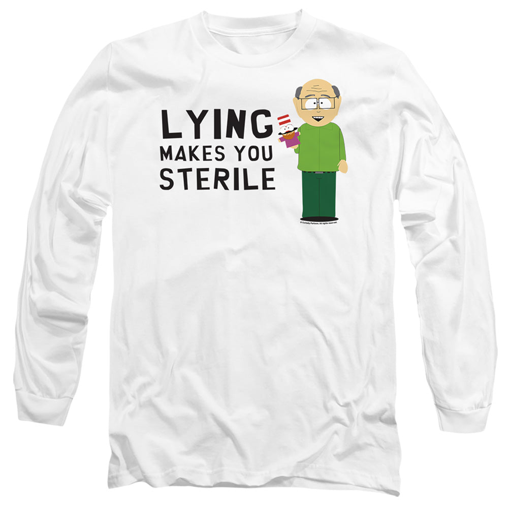 South Park Lying Makes You Sterile Mens Long Sleeve Shirt White Officially Licensed