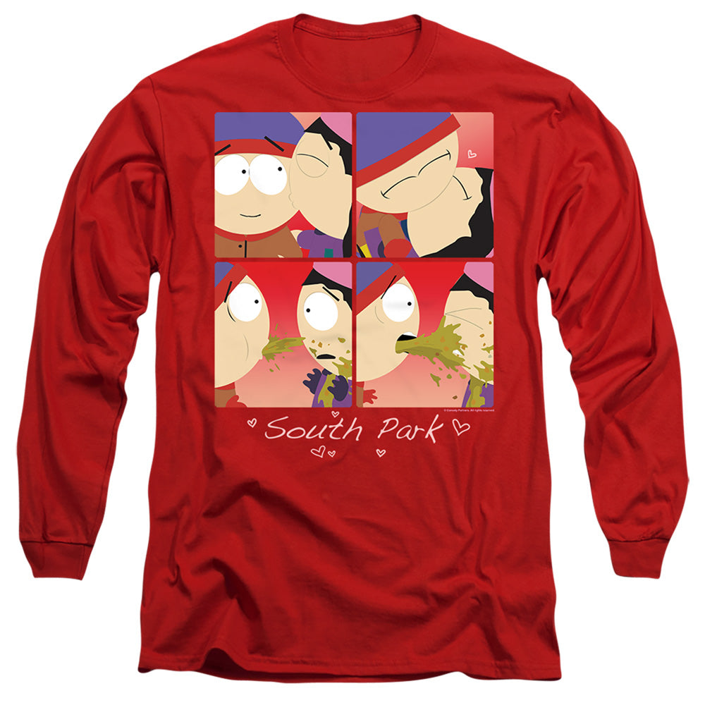South Park Valentine'S Day Kyle And Wendy Squares Mens Long Sleeve Shirt Red Officially Licensed