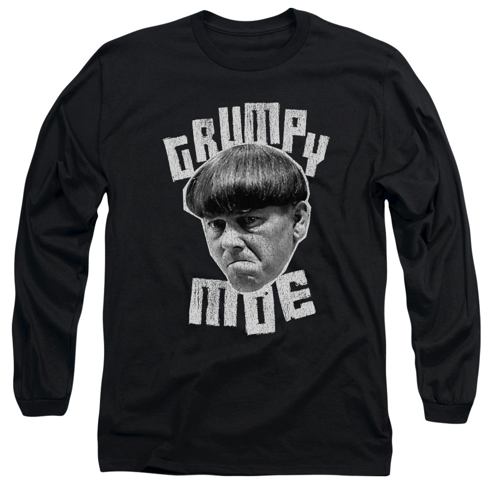 Three Stooges Grumpy Moe Mens Long Sleeve Shirt Black Officially Licensed