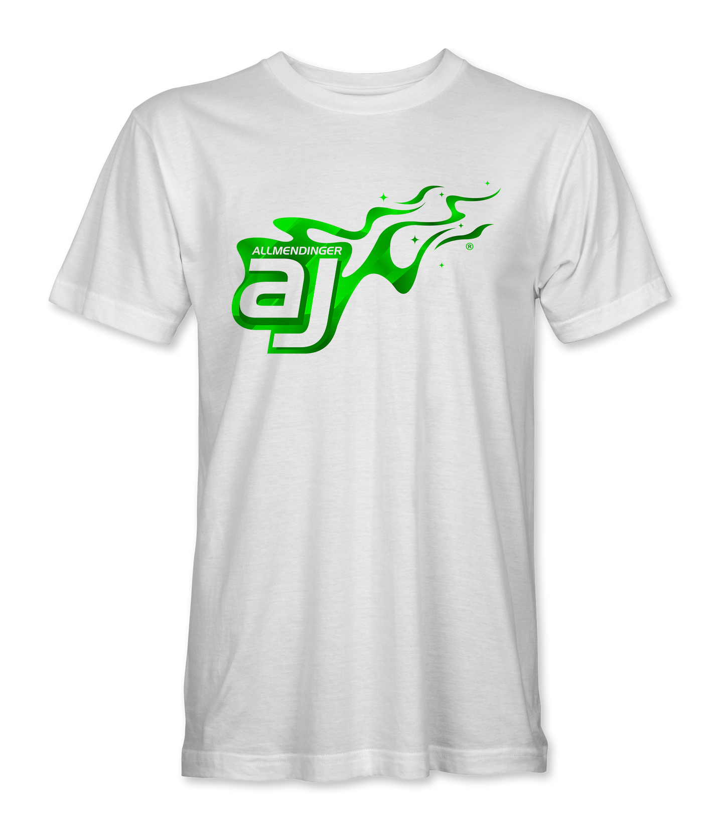 AJ Allmendinger - Basic Tee Green Flame Logo